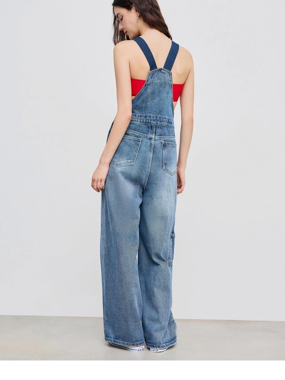 Cider Light Blue Denim Wide-Leg Overalls Jumper Jumpsuit Nwt - Picture 4 of 7